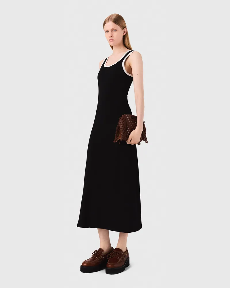 Maje Toptank-kleid Aus Jersey - Schwarz Schwarz