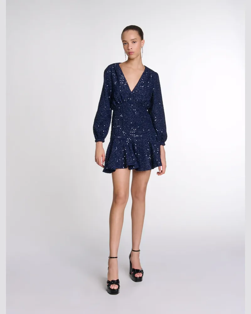 Maje Kurzes Paillettenkleid - Abendkleid - Marineblau Marine