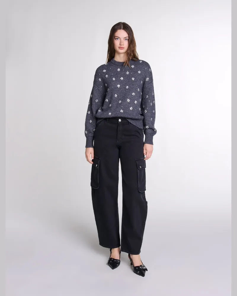 Maje Strickpullover Mit Strass - Festliche Kleidung - Anthrazit Anthrazit