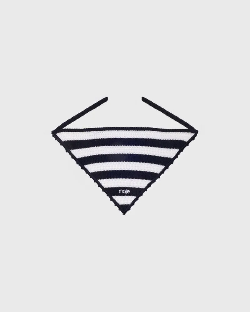 Maje Gestreiftes Strick-dreieckstuch - Blanc/marine Blanc