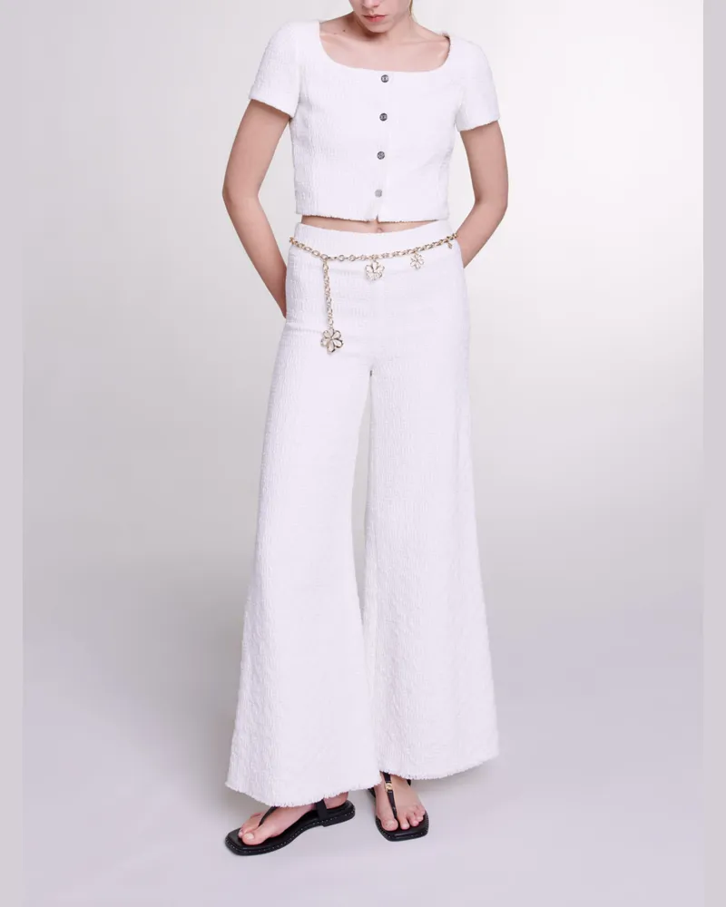 Maje Weite Tweedhose - Ecru Ecru