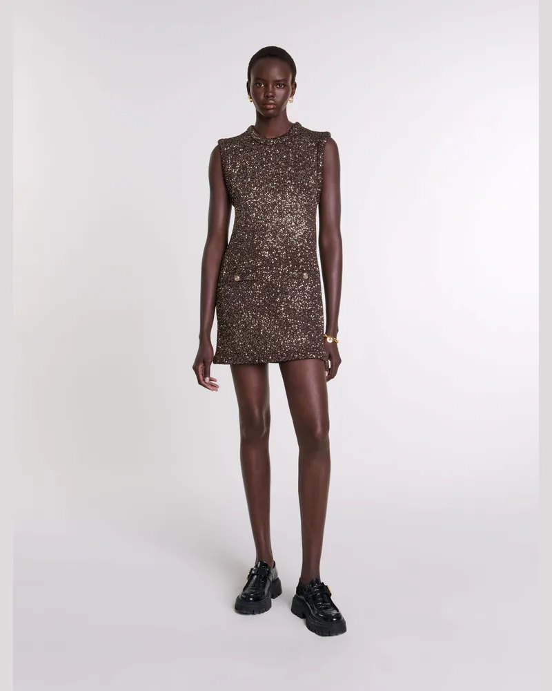Maje Kurzes Paillettenkleid - Abendkleid - Braun Braun