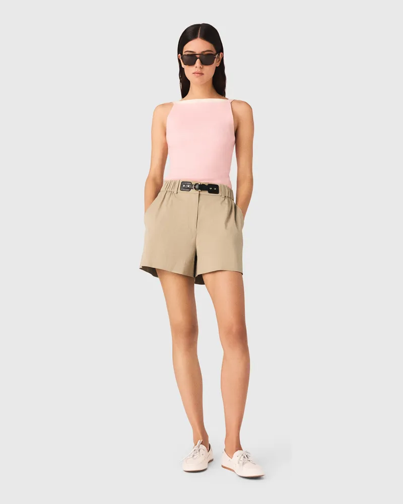 Maje Top Mit Hohem, Geradem Ausschnitt - Rosa Rosa