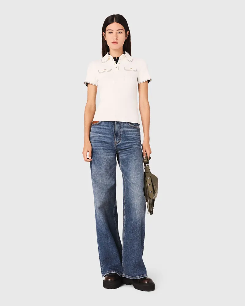 Maje Kurzarm-poloshirt - Ecru Ecru