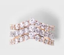 Bicolor-ring Mit Strass - Dore / Argente