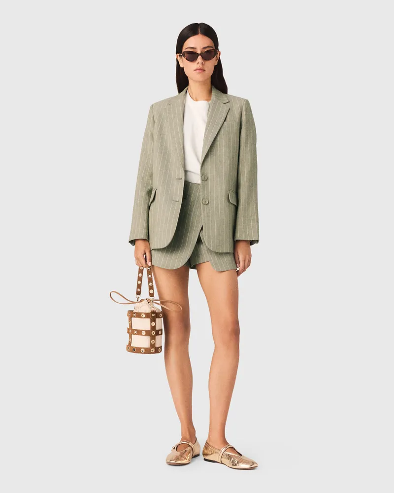 Maje Blazer Aus Leinenmischung - Khaki Khaki