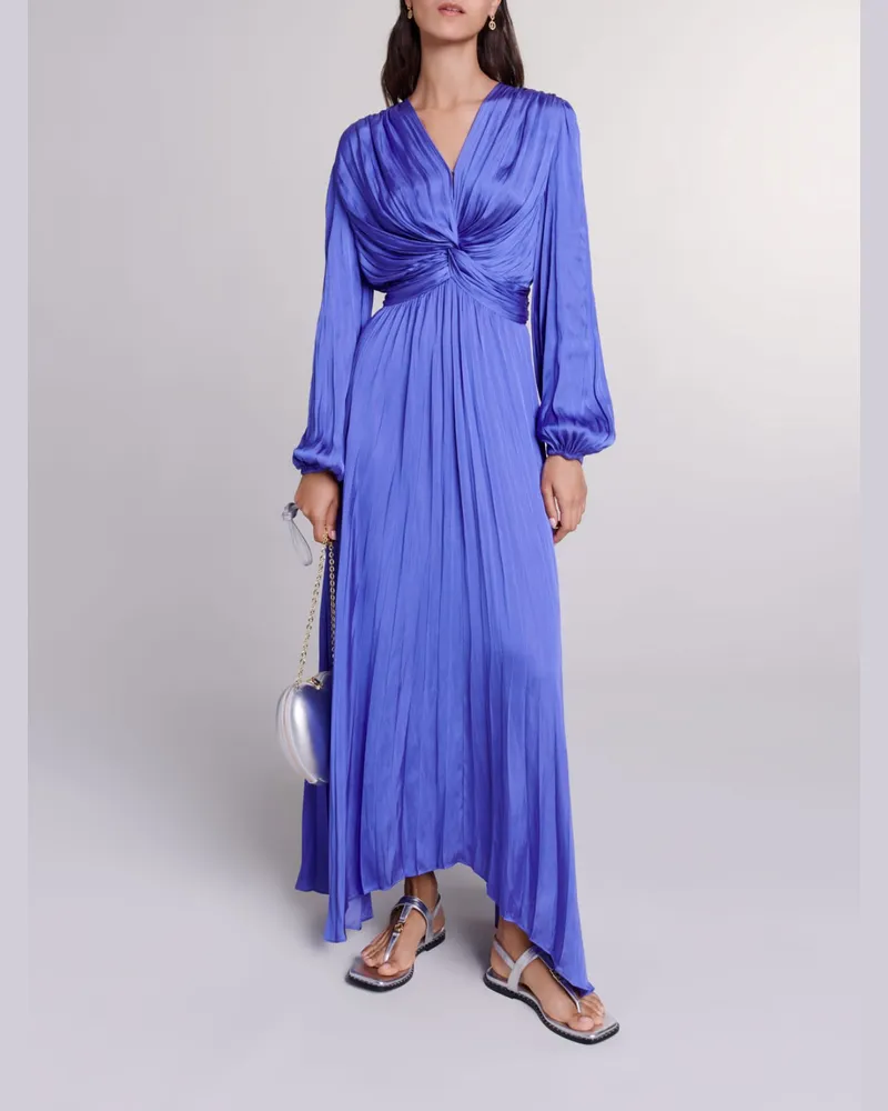Maje Langes, Drapiertes Satinkleid - Violett Violett