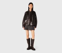 Jacke Aus Kunstleder In Craquelé-optik - Dunkelbraun