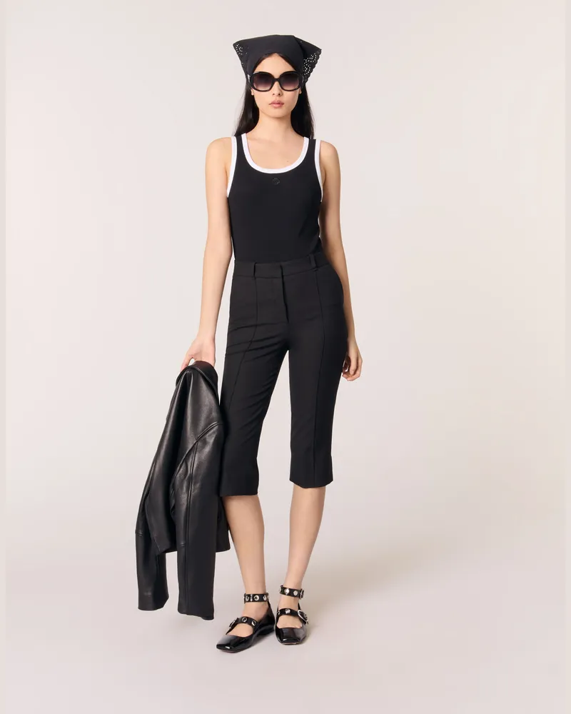 Maje Geripptes Tanktop - Schwarz / Weiß Schwarz