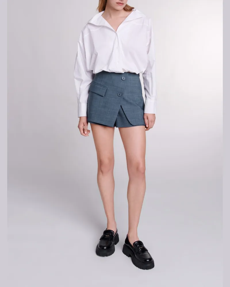 Maje Shorts Trompe-l'oeil - Petrolblau Petrolblau