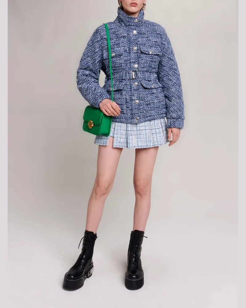 Maje Gesteppter Anorak Aus Tweed - Blau Blau