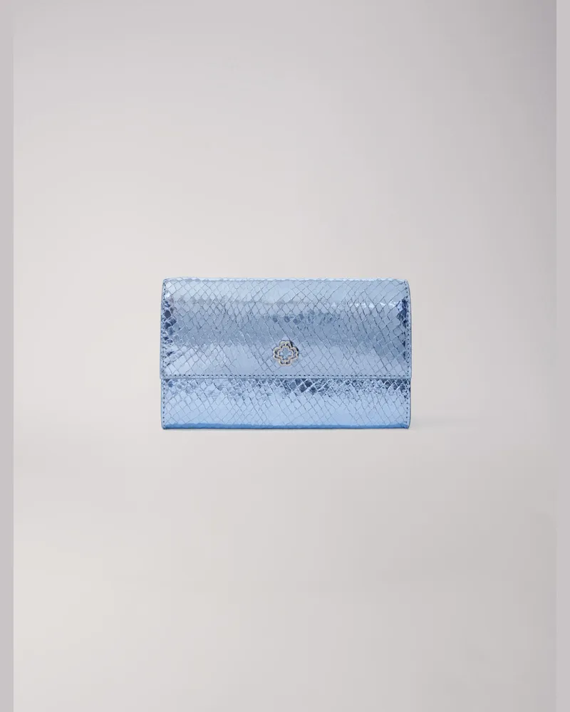 Maje Clutch Aus Leder Mit Pythonprägung - Blau Hellblau