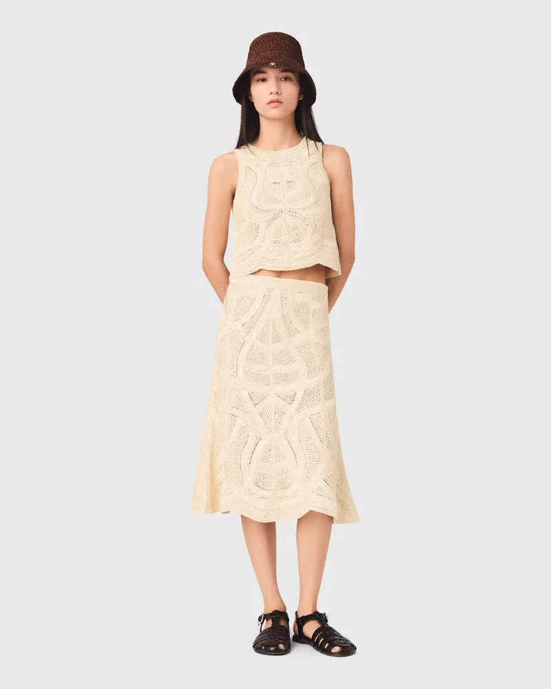 Maje Langer Häkelrock - Beige Beige