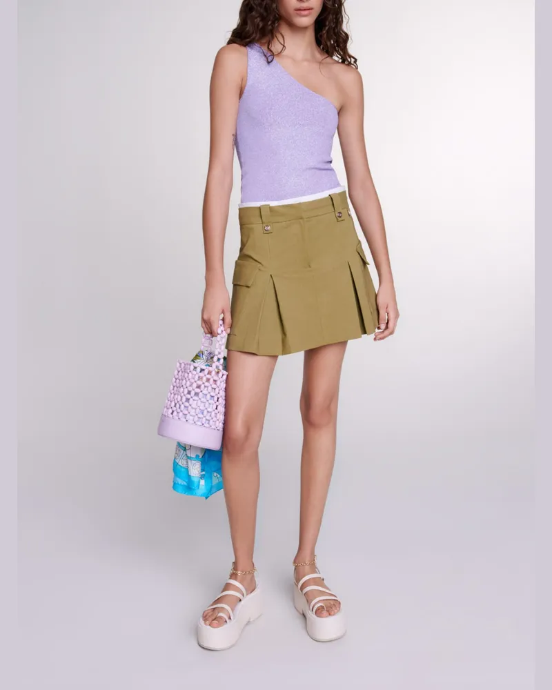 Maje Plissierter Minirock - Khaki Khaki