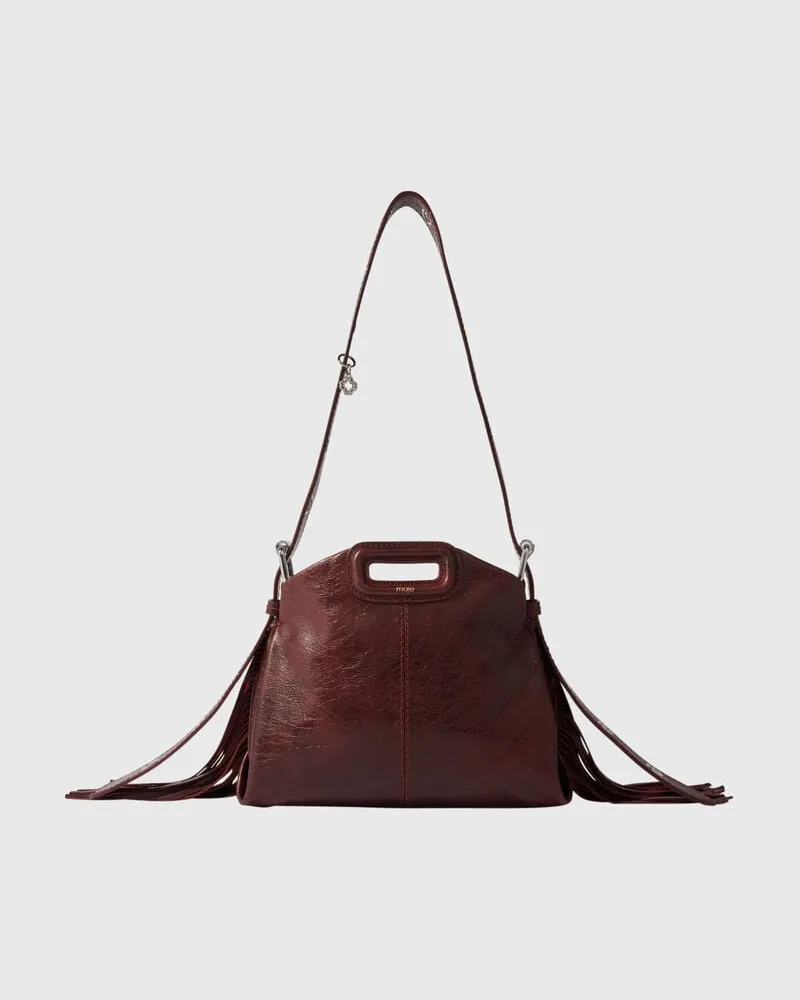 Maje Tasche Miss M Mini, Craquelé-leder - Rot Bordeaux Bordeaux