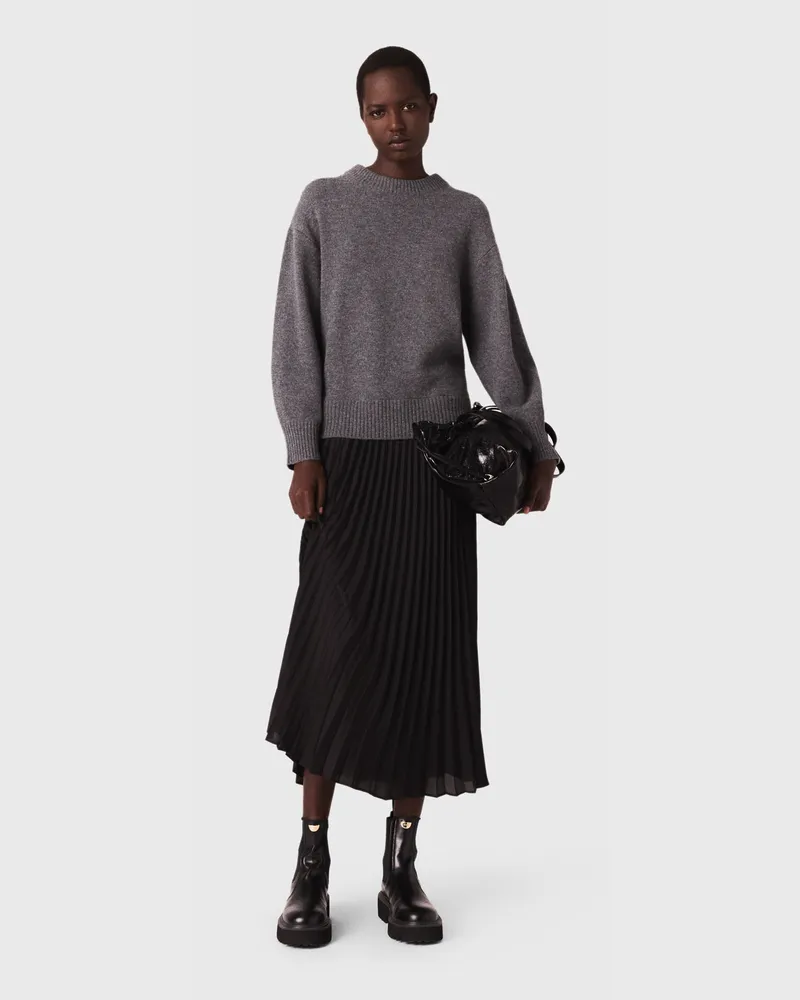 Maje Langes Kleid Im Materialmix - Gris/noir Gris