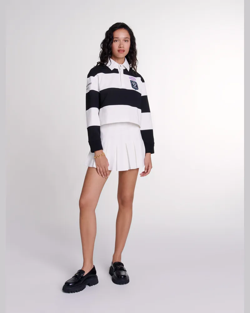 Maje Polo-shirt Mit Streifen - Schwarz / Weiß Schwarz