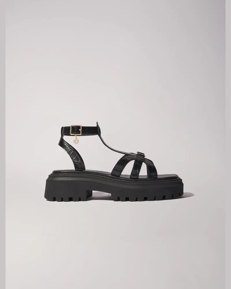 Maje Flache Gerillte Sandalen - Schwarz Schwarz