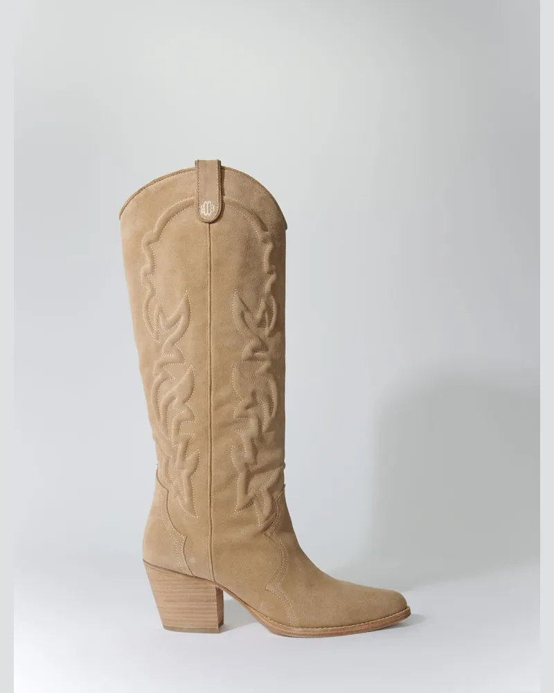 Maje Cowboy-stiefel, Besticktes Leder - Beige Beige