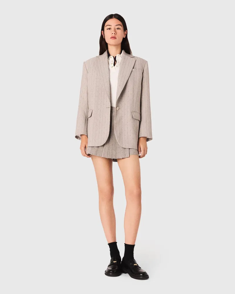 Maje Blazer Mit Strass - Grau Hellgrau