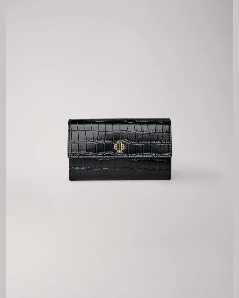 Maje Pochette Mit Krokoprägung - Schwarz Schwarz