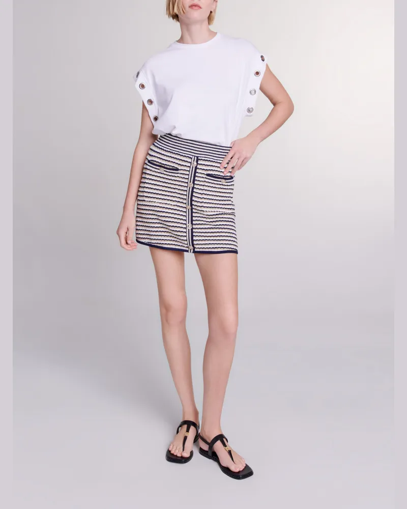 Maje Kurzer Strickrock - Marine / Doree Marine
