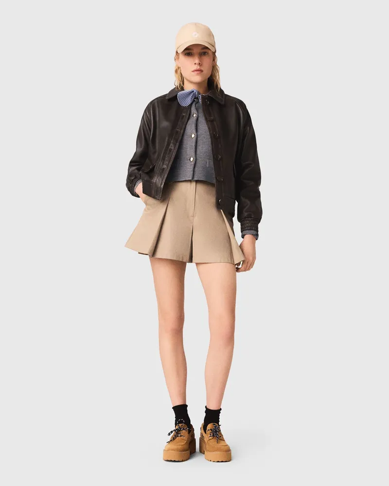 Maje Kurze Lederjacke - Braun Braun