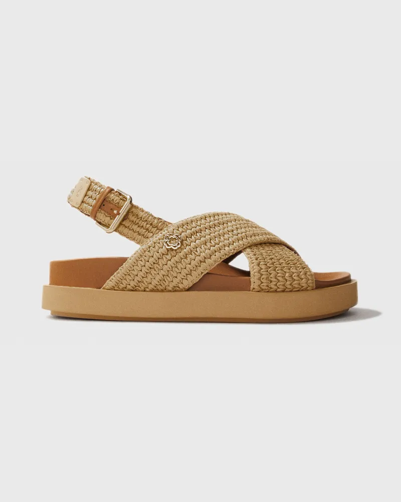 Maje Flache Sandalen In Bastoptik - Beige Beige