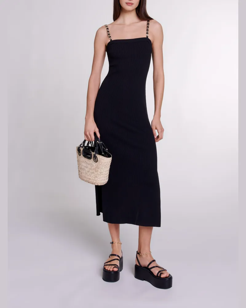 Maje Langes Strickkleid - Schwarz Schwarz