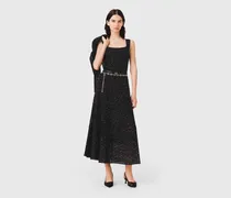 Langes Strickkleid Mit Strass - Schwarz