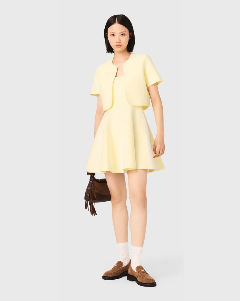 Maje Kurzer Cardigan Aus Jacquard-strick - Gelb Blassgelb