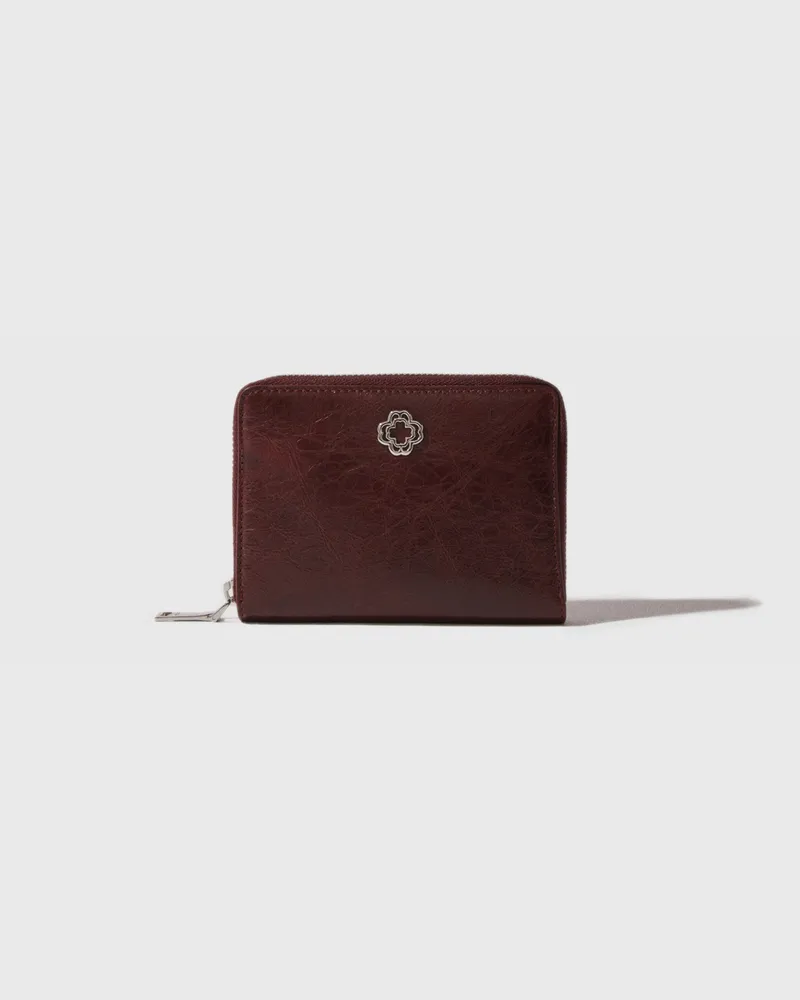 Maje Brieftasche Aus Craquelé-leder - Geschenkidee - Rot Bordeaux Bordeaux