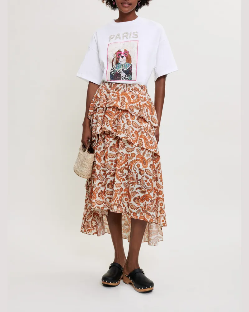 Maje Bedruckter Unterrock Aus Baumwolle - Orange Orange