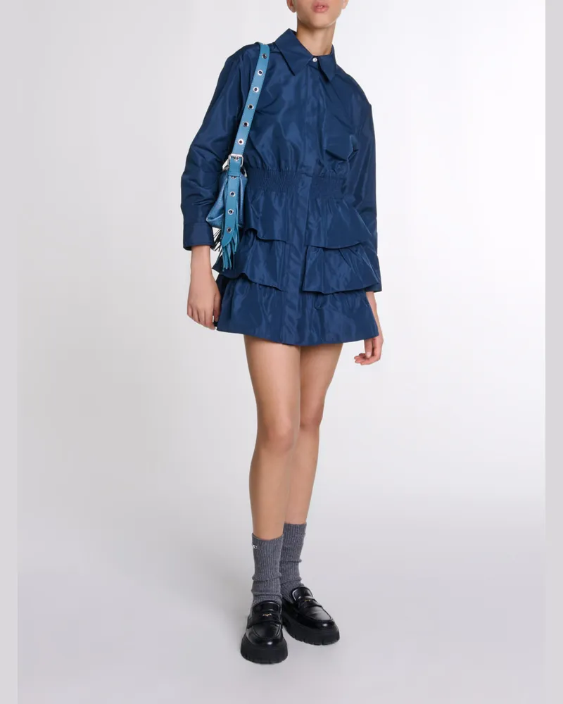 Maje Hemdblusen-kleid Aus Taft - Marineblau Marine