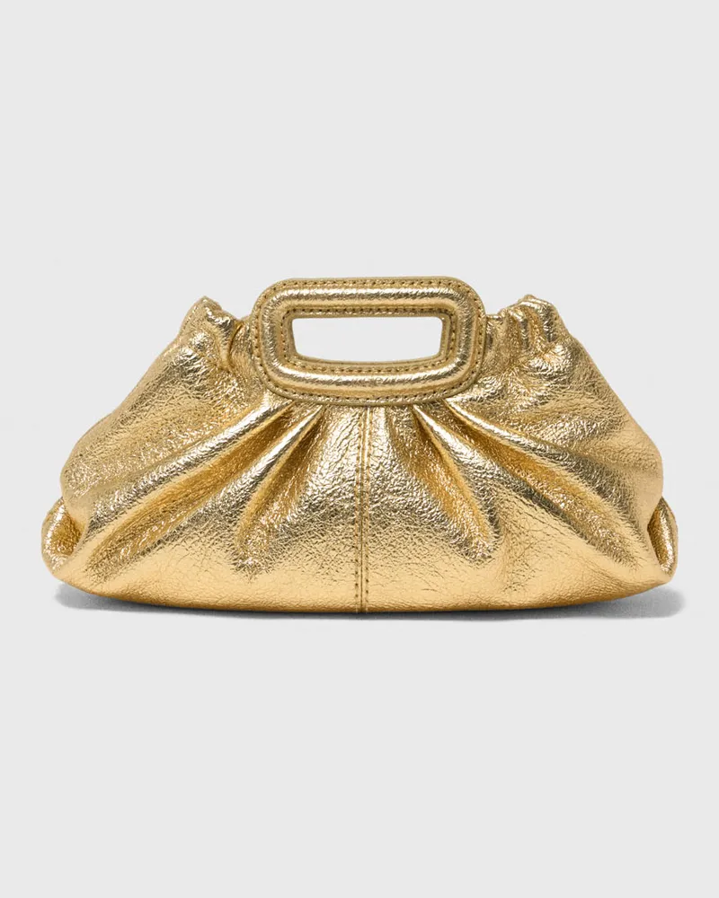 Maje Milpli Mini-clutch Aus Metallicleder - Golden Golden