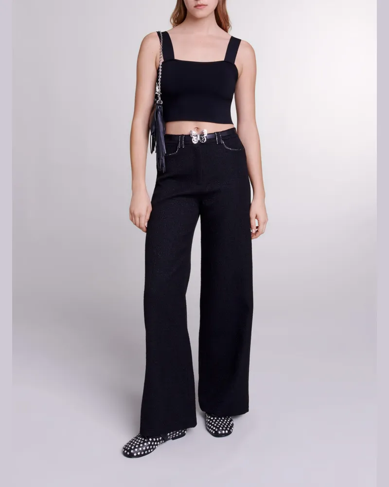 Maje Weite Tweed-hose - Schwarz Schwarz