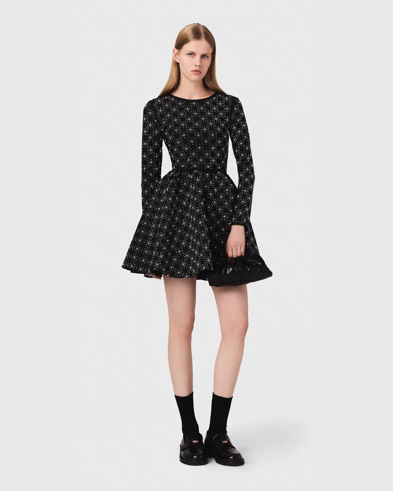 Maje Skaterkleid Mit Perlen Und Strass - Schwarz Schwarz