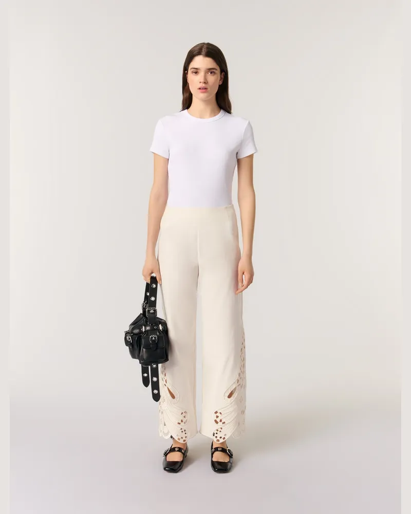 Maje Bestickte Hose - Ecru Ecru