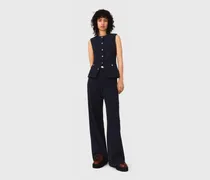 Gerade Tweed-hose - Marineblau