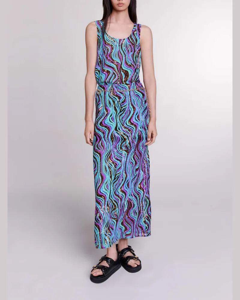 Maje Langer Paillettenrock - Mehrfarbig Multicolor