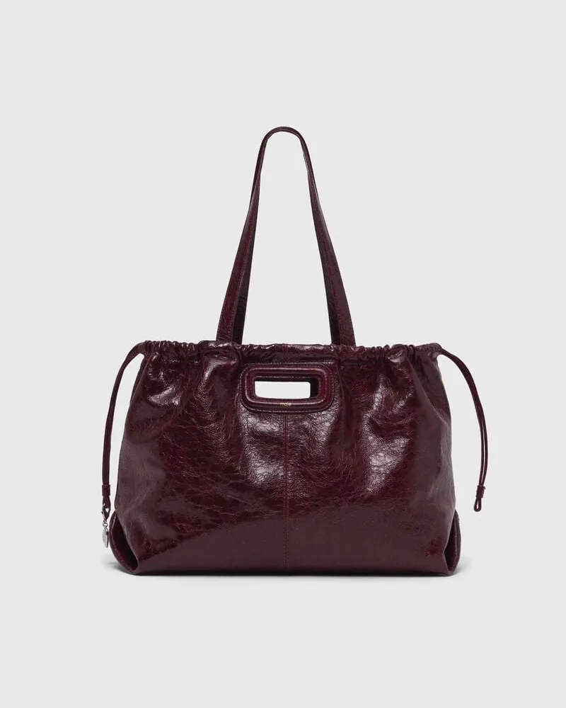 Maje Tote-tasche M Aus Craquelé-leder - Rot Bordeaux Bordeaux