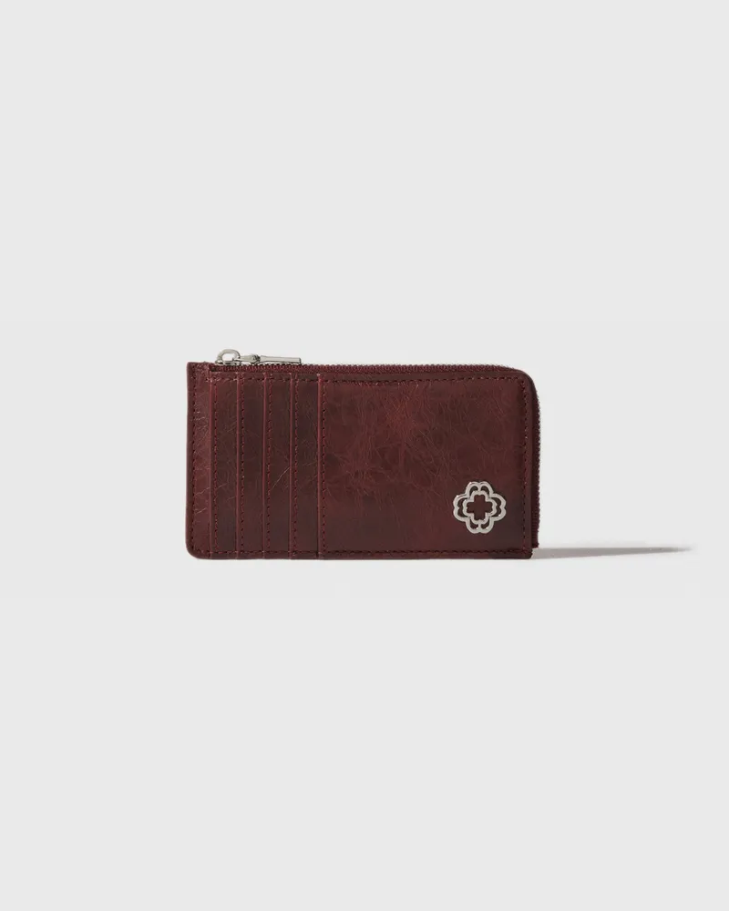 Maje Kartenetui Aus Craquelé-leder - Geschenkidee - Rot Bordeaux Bordeaux