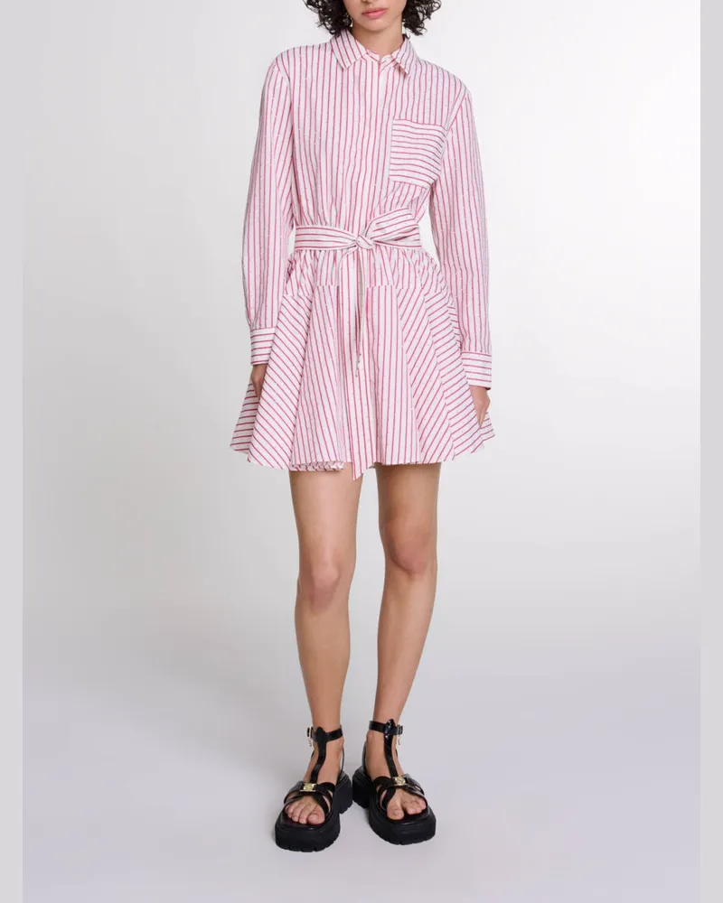 Maje Kurzes Gestreiftes Kleid Mit Strass - Rayure Rouge Strassee Rayure