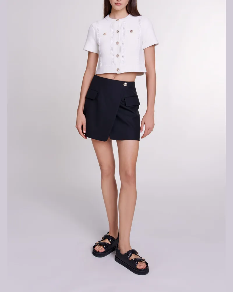 Maje Asymmetrischer Wickelrock - Schwarz Schwarz