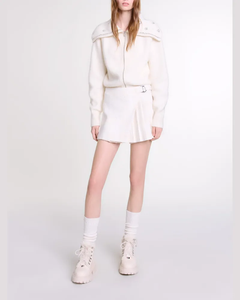 Maje Plissierter Hosenrock Aus Tweed - Ecru Ecru