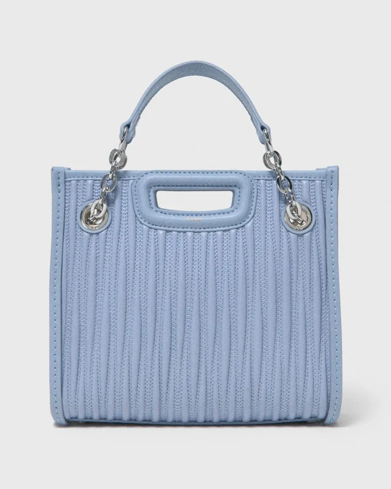 Maje Mini-tragetasche, Gestepptes Leder - Blau Himmelblau