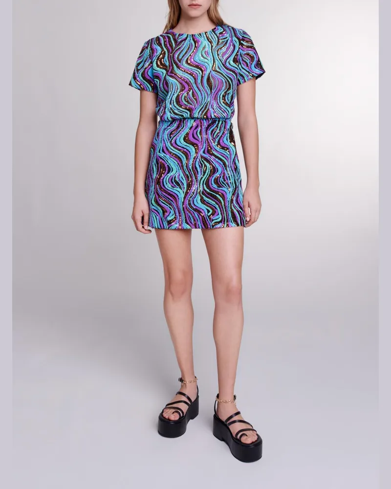 Maje Kurzes Pailletenkleid - Abendkleid - Mehrfarbig Multicolor