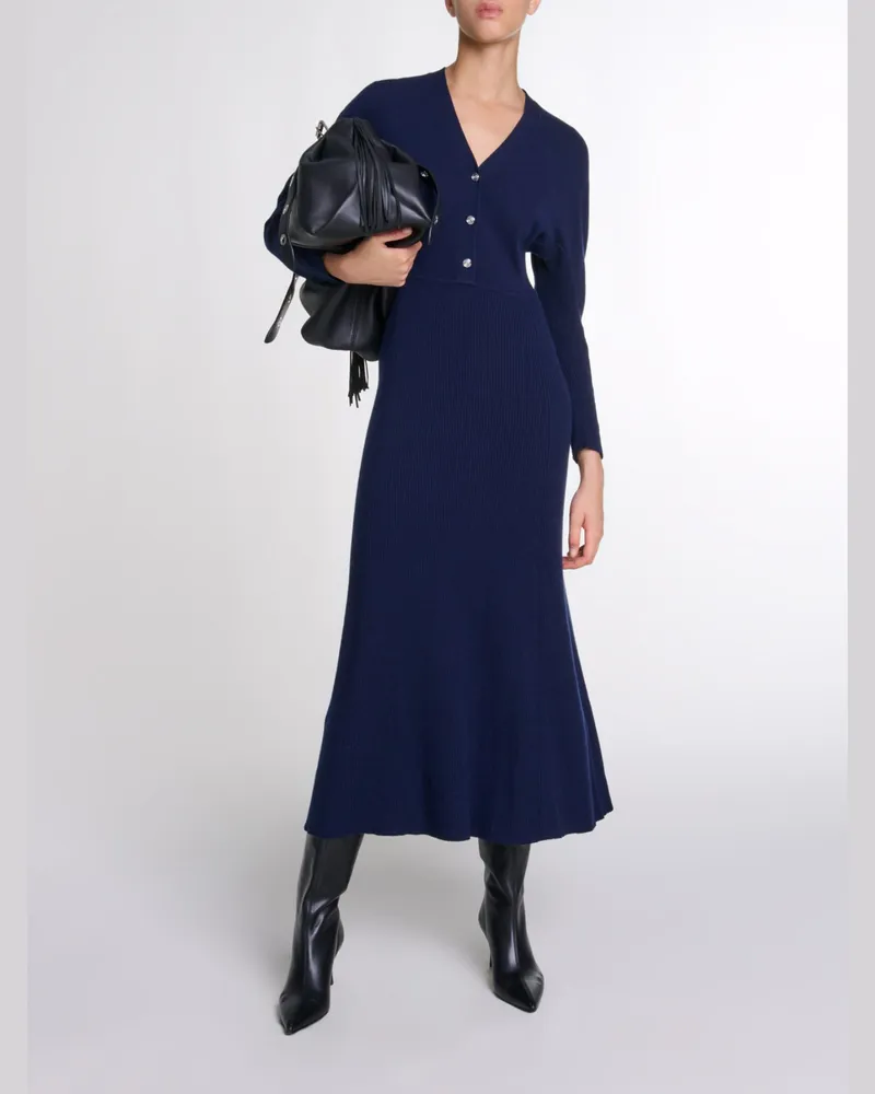 Maje Langes Strickkleid - Marineblau Marine