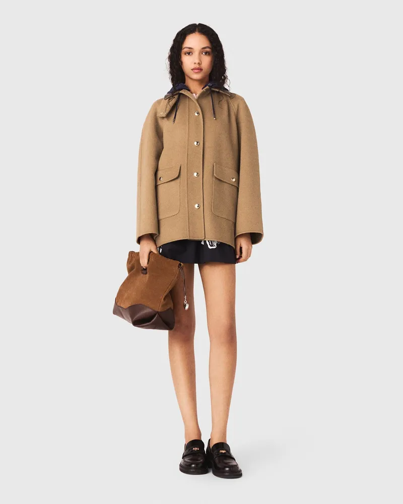 Maje Wollmantel Mit Abnehmbarer Kapuze - Beige Beige