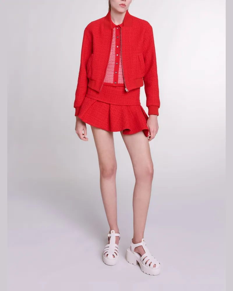 Maje Kurzer Blouson Aus Tweed - Rot Rot